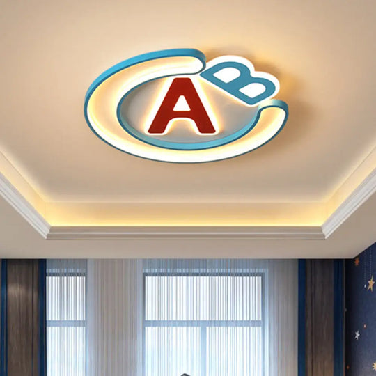 Super Thin English Letter Led Flush Mount Lighting For Kids’ Bedroom - Blue Warm/White Light / Warm