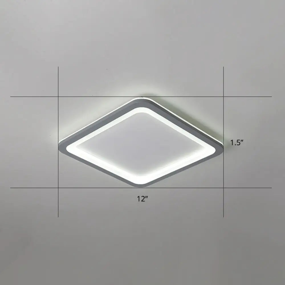 Super Thin Grey Nordic Metal Led Ceiling Light - Ideal For Living Room Surface Mounted / 12’