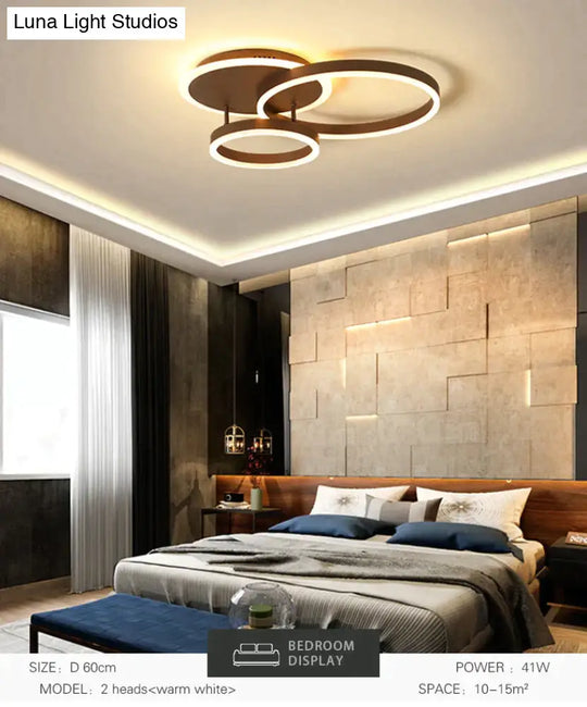 Surface Mounted Modern Led Ceiling Light For Living Room Bedroom Dining White&Coffee Lustre