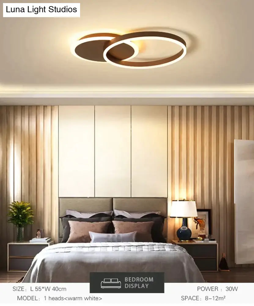 Surface Mounted Modern Led Ceiling Light For Living Room Bedroom Dining White&Coffee Lustre