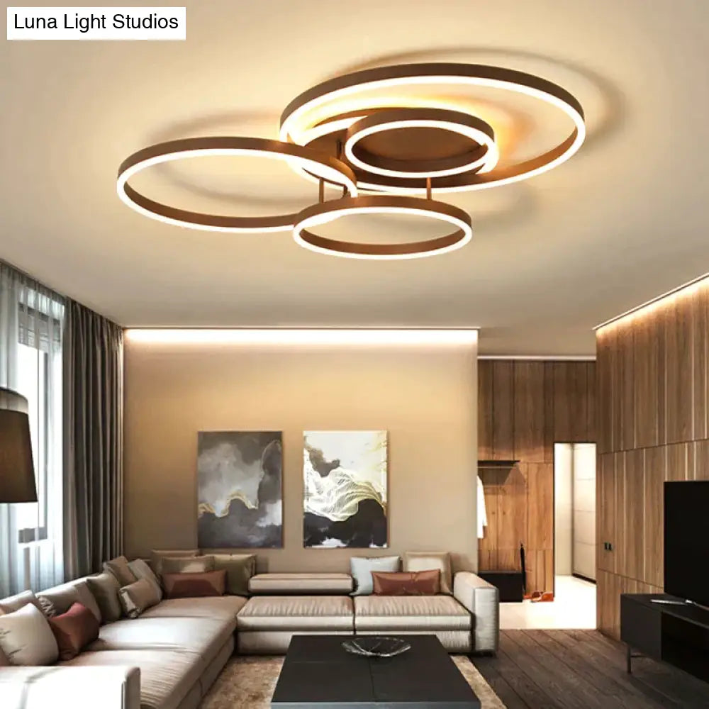 Surface Mounted Modern Led Ceiling Light For Living Room Bedroom Dining White&Coffee Lustre