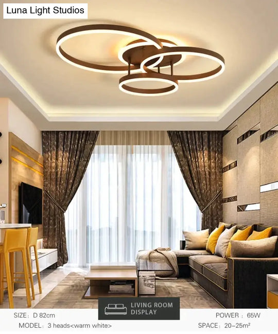 Surface Mounted Modern Led Ceiling Light For Living Room Bedroom Dining White&Coffee Lustre