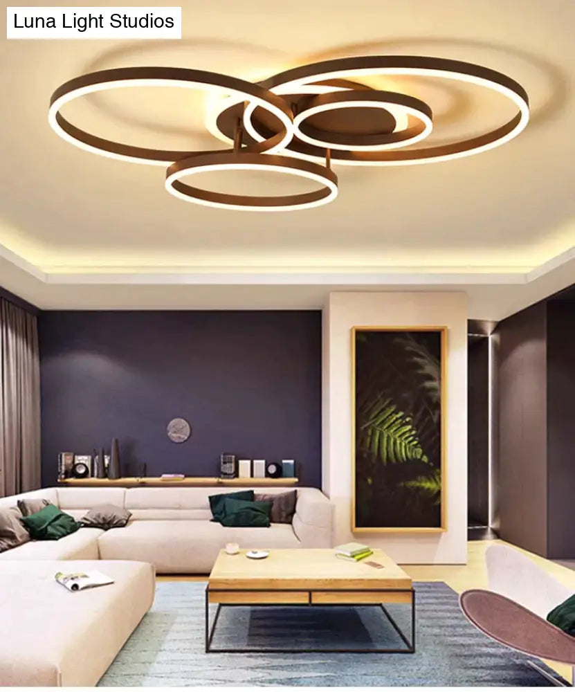 Surface Mounted Modern Led Ceiling Light For Living Room Bedroom Dining White&Coffee Lustre