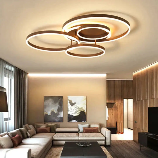 Surface Mounted Modern Led Ceiling Light For Living Room Bedroom Dining White&Coffee Lustre