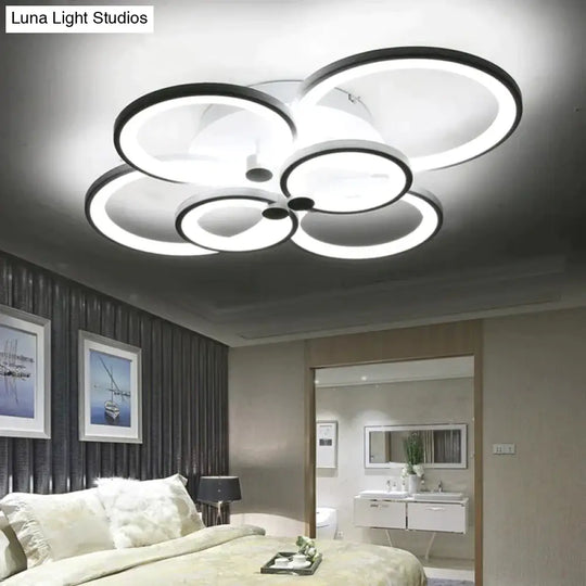 Surface Mounted Modern Led Ceiling Lights For Living Room Bedroom Black Color / 6 Heads 800X580Mm