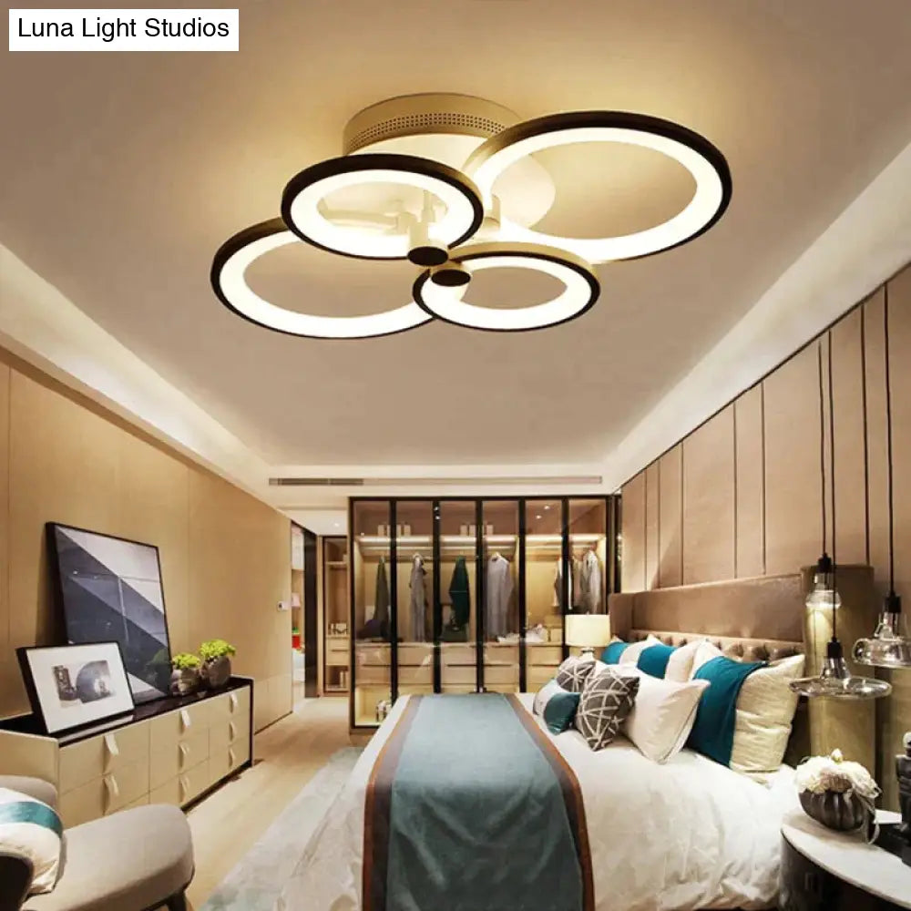 Surface Mounted Modern Led Ceiling Lights For Living Room Bedroom Black Color / 4 Heads 620X400Mm