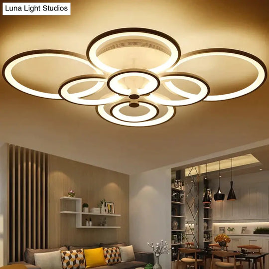 Surface Mounted Modern Led Ceiling Lights For Living Room Bedroom Black Color / 8 Heads 1060X780Mm