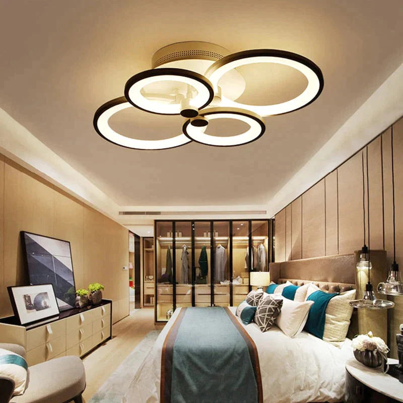 Surface Mounted Modern Led Ceiling Lights For Living Room Bedroom Black Color / 4 Heads 620X400Mm