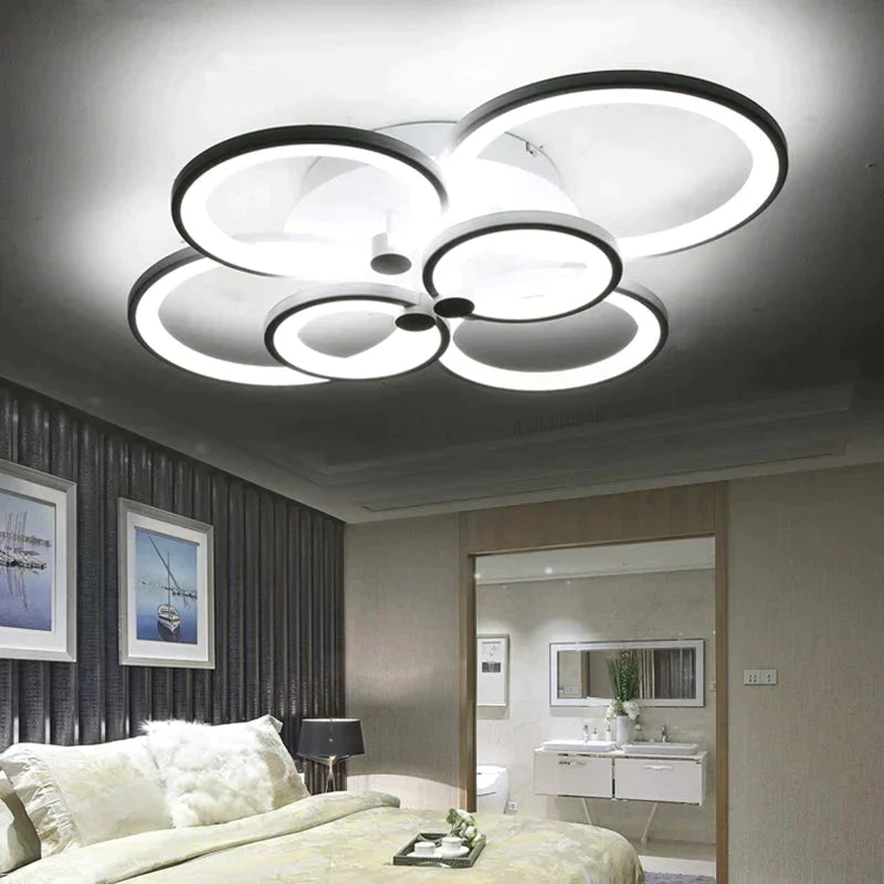Surface Mounted Modern Led Ceiling Lights For Living Room Bedroom Black Color / 6 Heads 800X580Mm