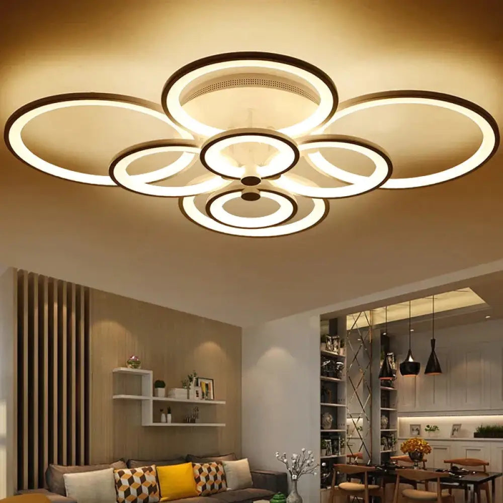 Surface Mounted Modern Led Ceiling Lights For Living Room Bedroom Black Color / 8 Heads 1060X780Mm