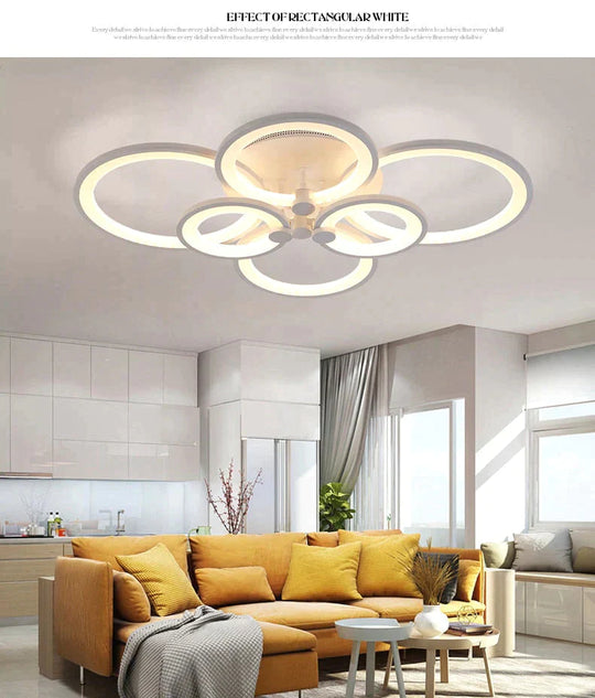 Surface Mounted Modern Led Ceiling Lights For Living Room Bedroom White Color / 6 Heads 800X580Mm