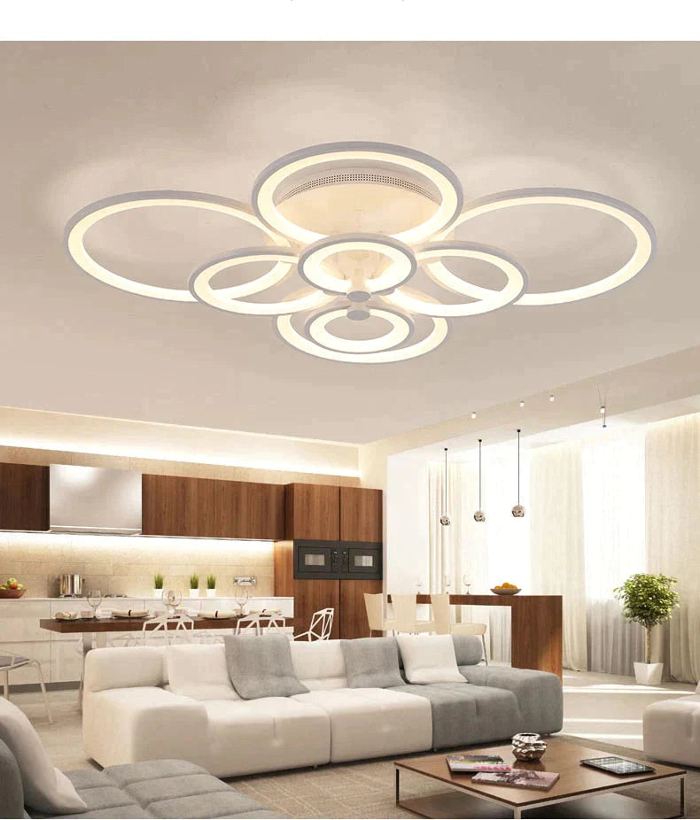 Surface Mounted Modern Led Ceiling Lights For Living Room Bedroom White Color / 8 Heads 1060X780Mm