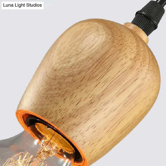 Minimalist Wooden Socket Pendant Lamp With 1 Light In Beige - Ideal For Kitchen Or Bedroom