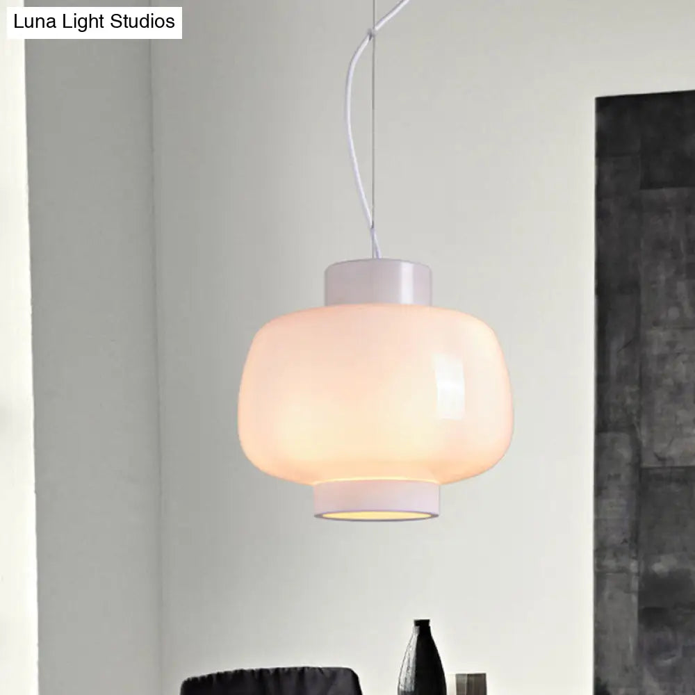 Suspension Lantern Light - Modern 1-Head Pendant In Smoke Gray/Cream/Cognac Glass For Living Room