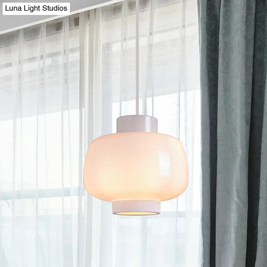 Suspension Lantern Light - Modern 1-Head Pendant In Smoke Gray/Cream/Cognac Glass For Living Room