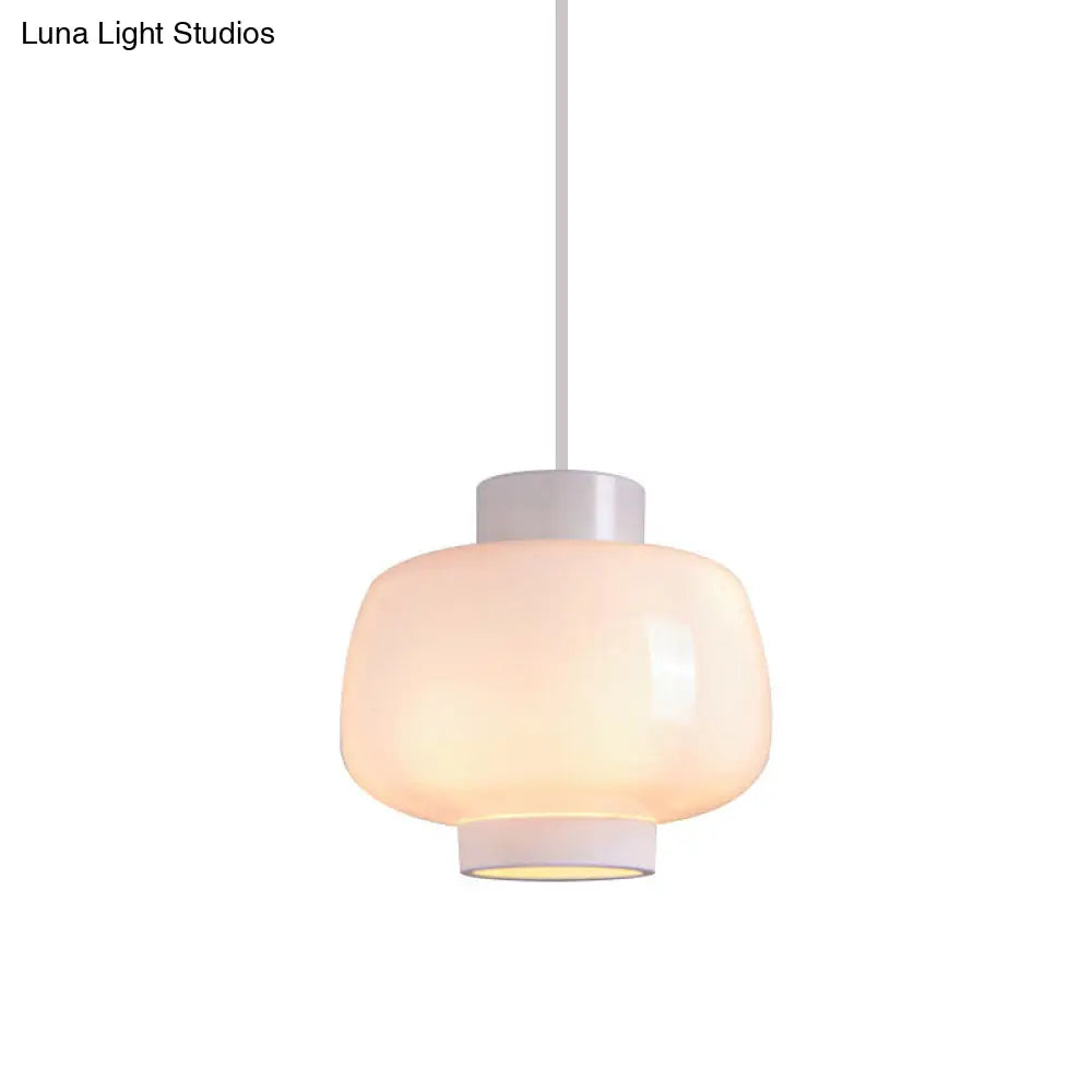 Modern Lantern Living Room Pendant Light With 1-Head Smoke Gray/Cream/Cognac Glass - Stylish Hanging