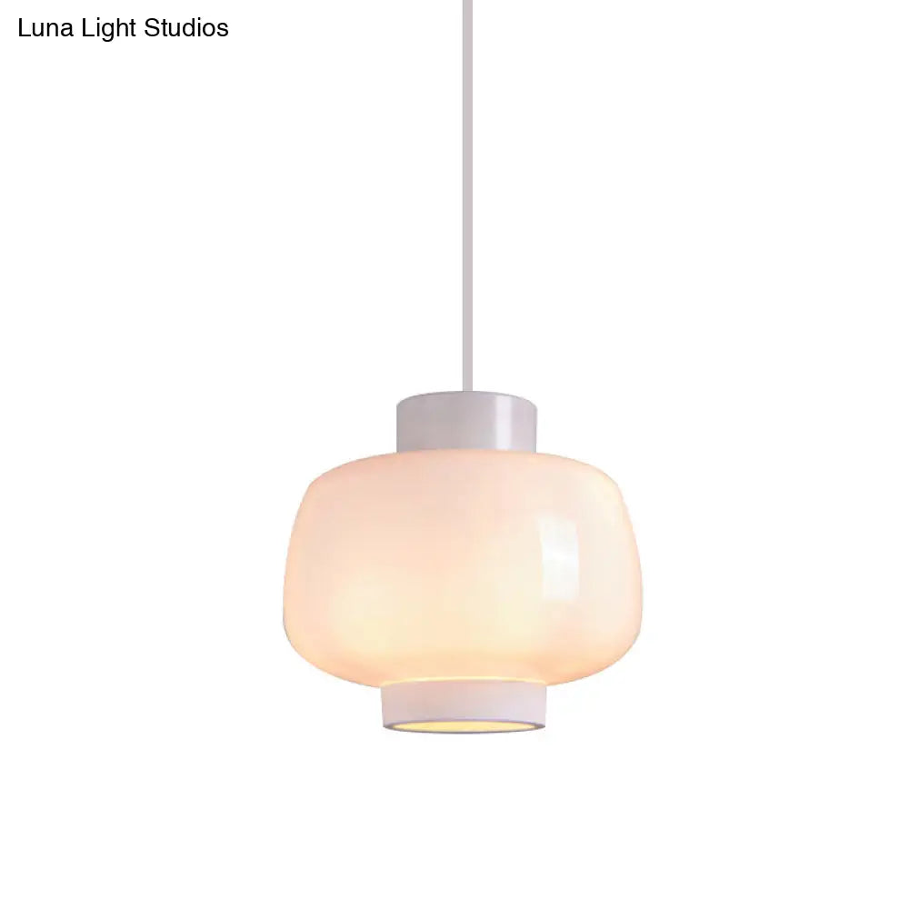 Suspension Lantern Light - Modern 1-Head Pendant In Smoke Gray/Cream/Cognac Glass For Living Room