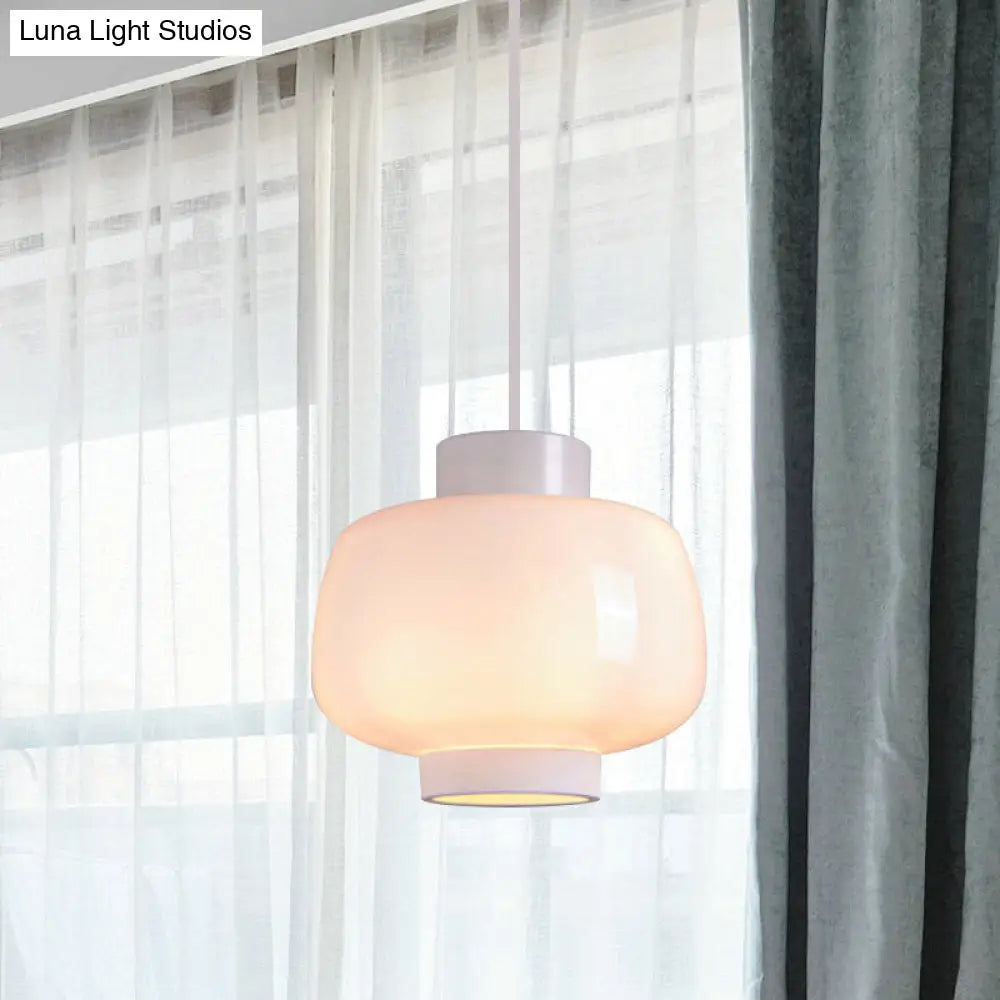 Modern Lantern Living Room Pendant Light With 1-Head Smoke Gray/Cream/Cognac Glass - Stylish Hanging