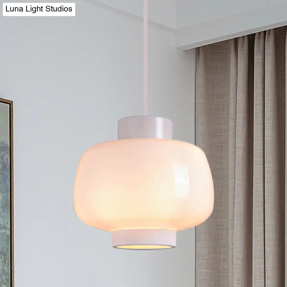 Modern Lantern Living Room Pendant Light With 1-Head Smoke Gray/Cream/Cognac Glass - Stylish Hanging