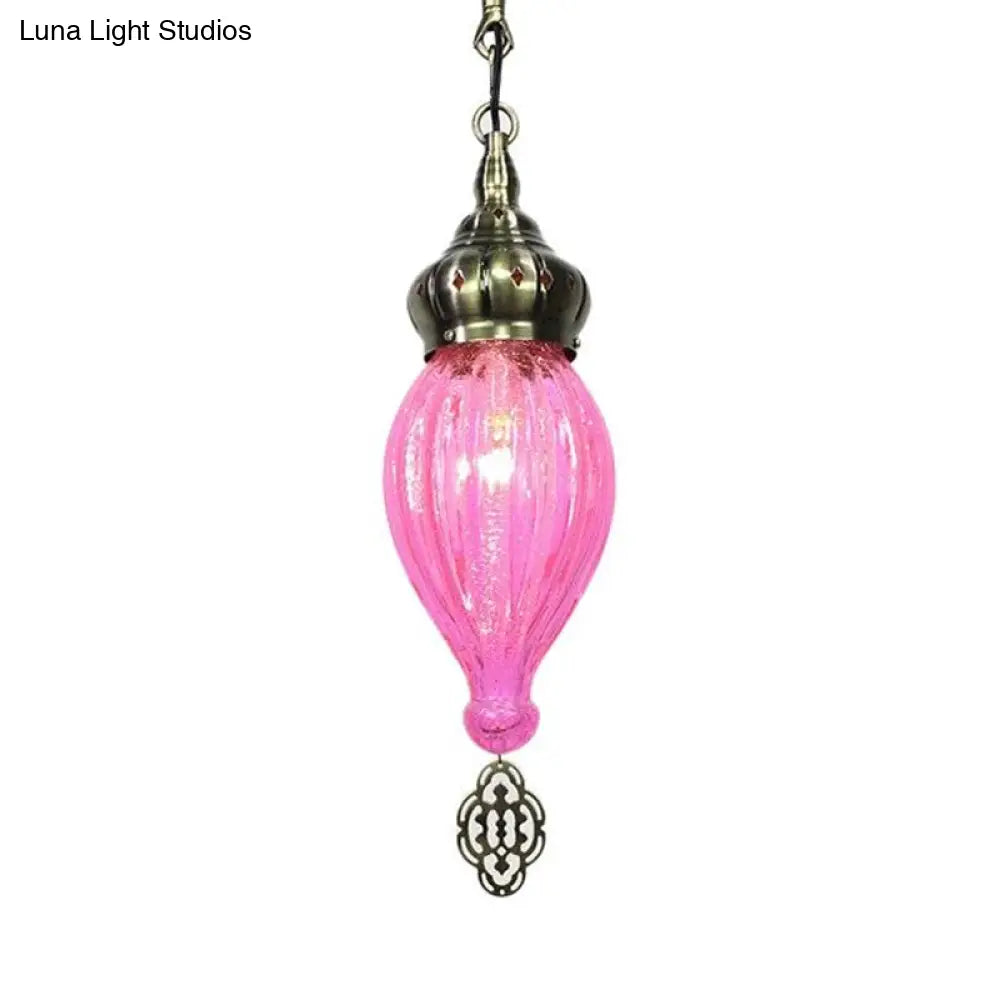 Suspension Pendant Light: Teardrop In Red/Pink/Yellow For Living Room - Traditional Style With 1/4