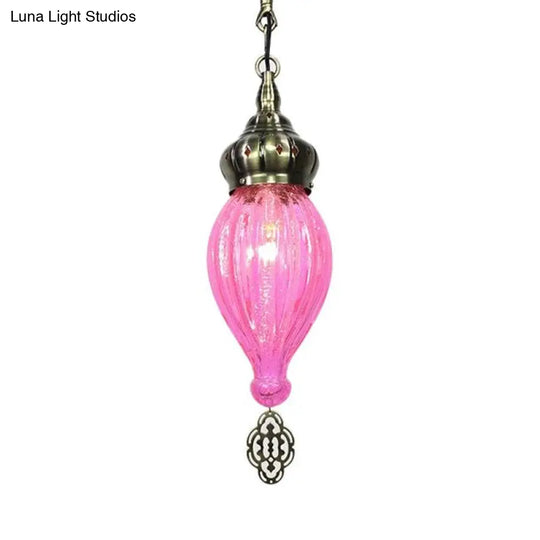 Suspension Pendant Light: Teardrop In Red/Pink/Yellow For Living Room - Traditional Style With 1/4