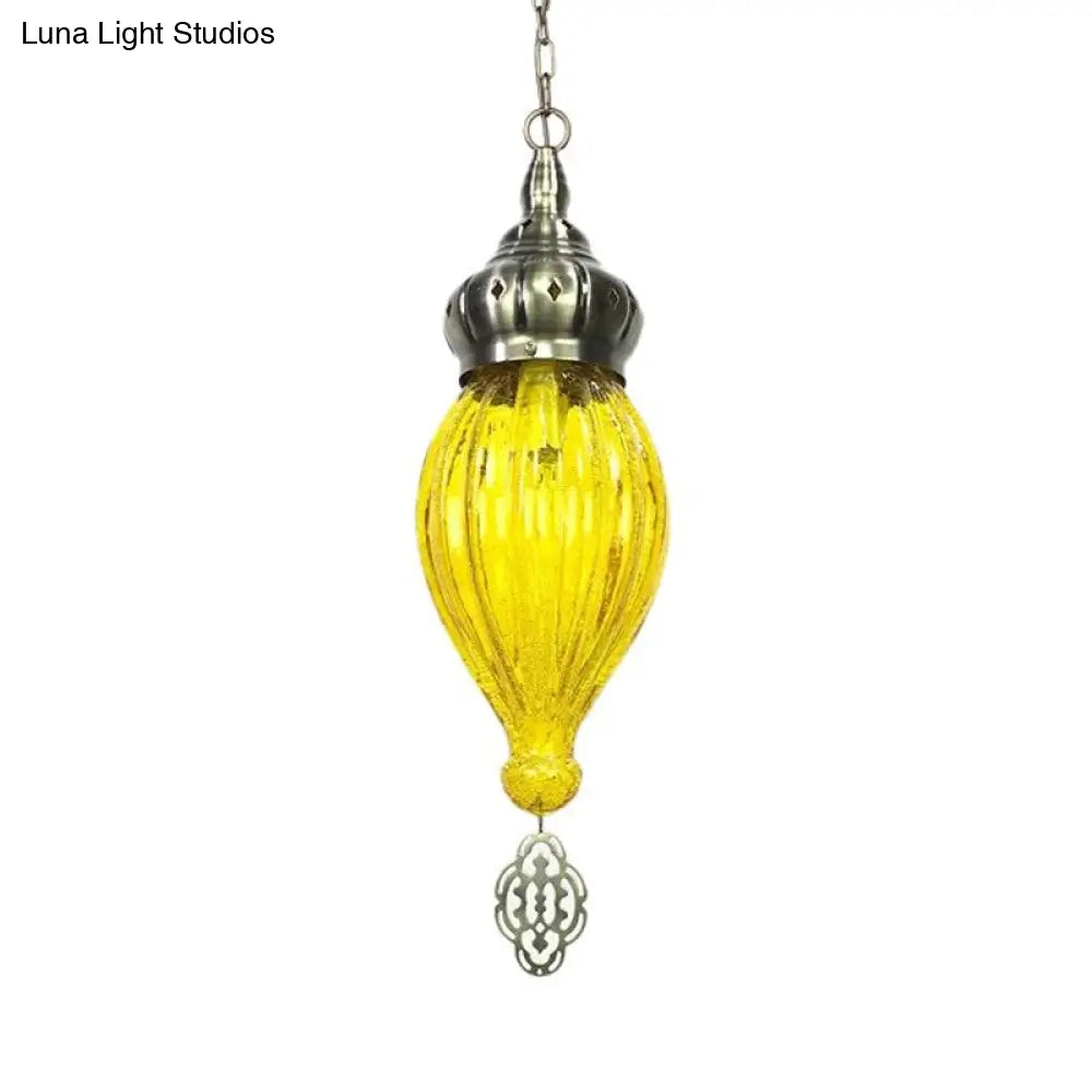 Suspension Pendant Light: Teardrop In Red/Pink/Yellow For Living Room - Traditional Style With 1/4