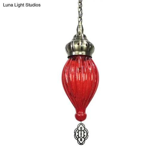 Suspension Pendant Light: Teardrop In Red/Pink/Yellow For Living Room - Traditional Style With 1/4