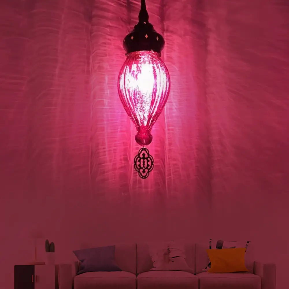 Suspension Pendant Light: Teardrop In Red/Pink/Yellow For Living Room - Traditional Style With 1/4