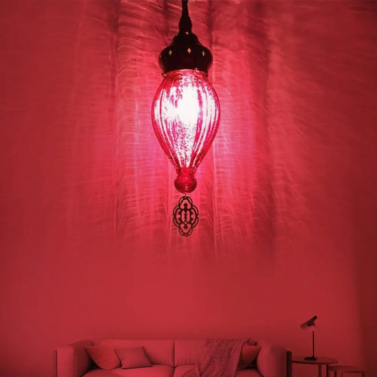 Suspension Pendant Light: Teardrop In Red/Pink/Yellow For Living Room - Traditional Style With 1/4