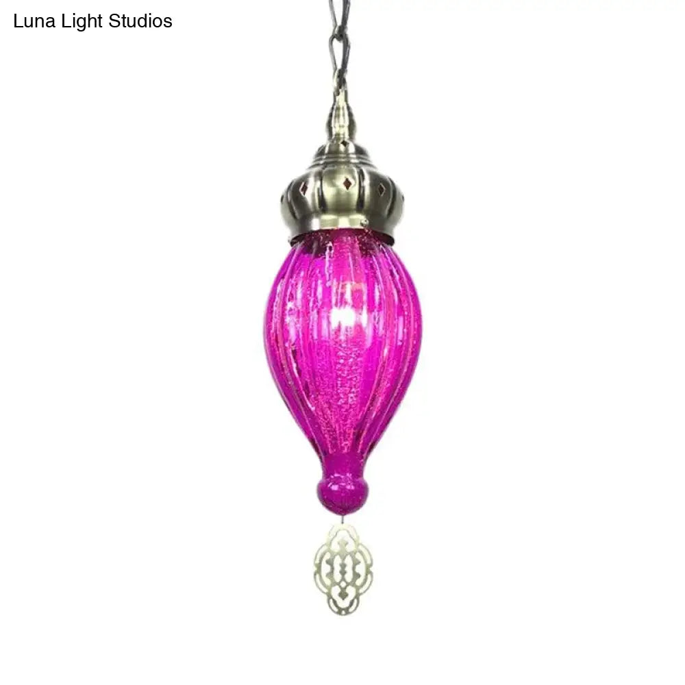 Suspension Pendant Light: Teardrop In Red/Pink/Yellow For Living Room - Traditional Style With 1/4