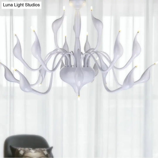 Swan Acrylic Shade White Ceiling Chandelier -12/18 Light Living Room Pendant