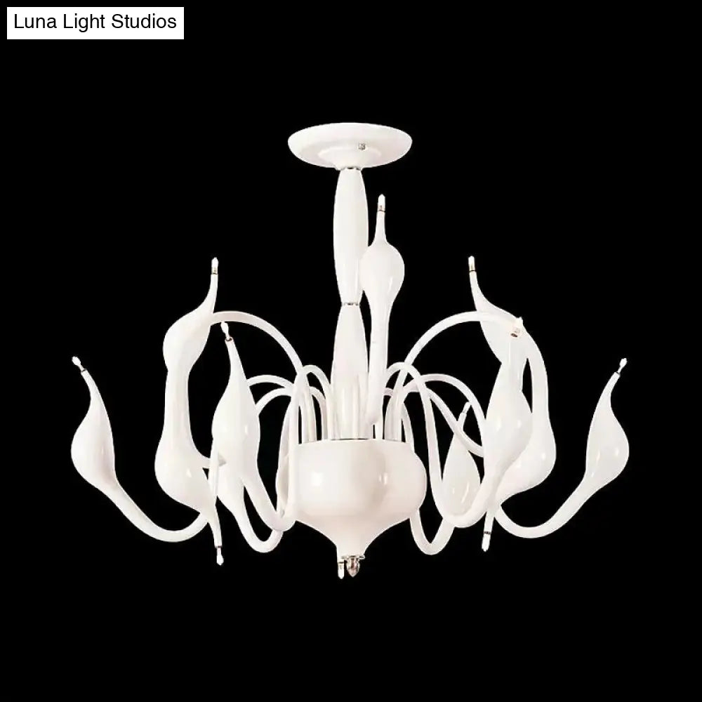 Swan Acrylic Shade White Ceiling Chandelier -12/18 Light Living Room Pendant