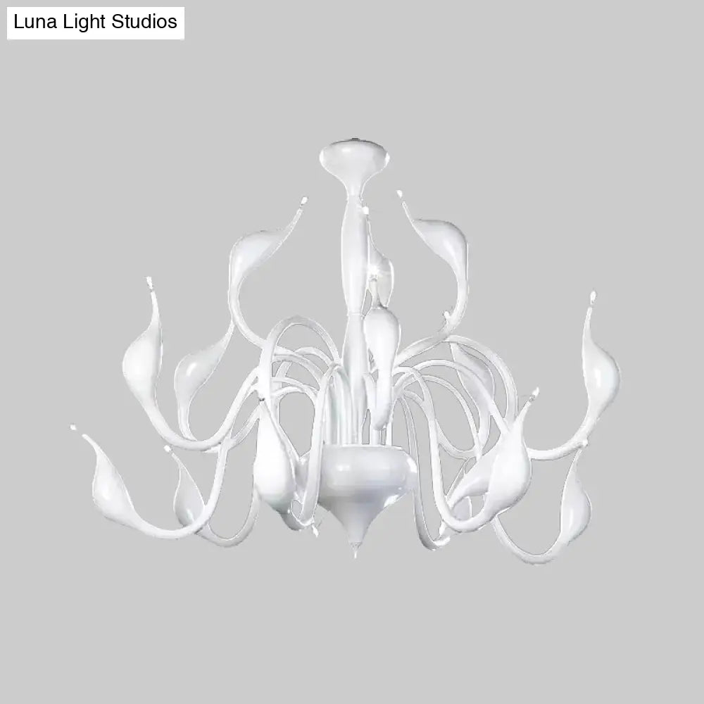 Swan Acrylic Shade White Ceiling Chandelier -12/18 Light Living Room Pendant