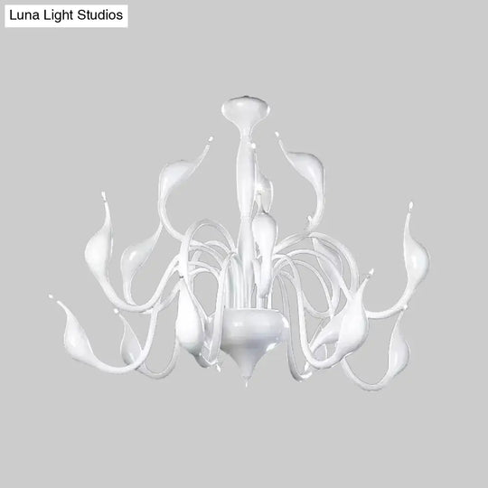 Swan Acrylic Shade White Ceiling Chandelier -12/18 Light Living Room Pendant