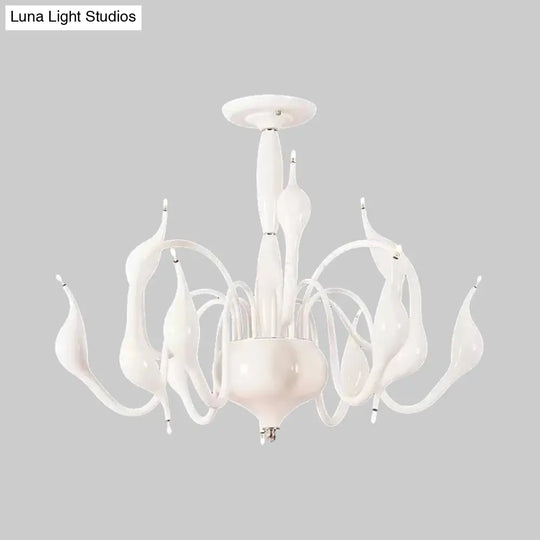 Swan Acrylic Shade White Ceiling Chandelier -12/18 Light Living Room Pendant