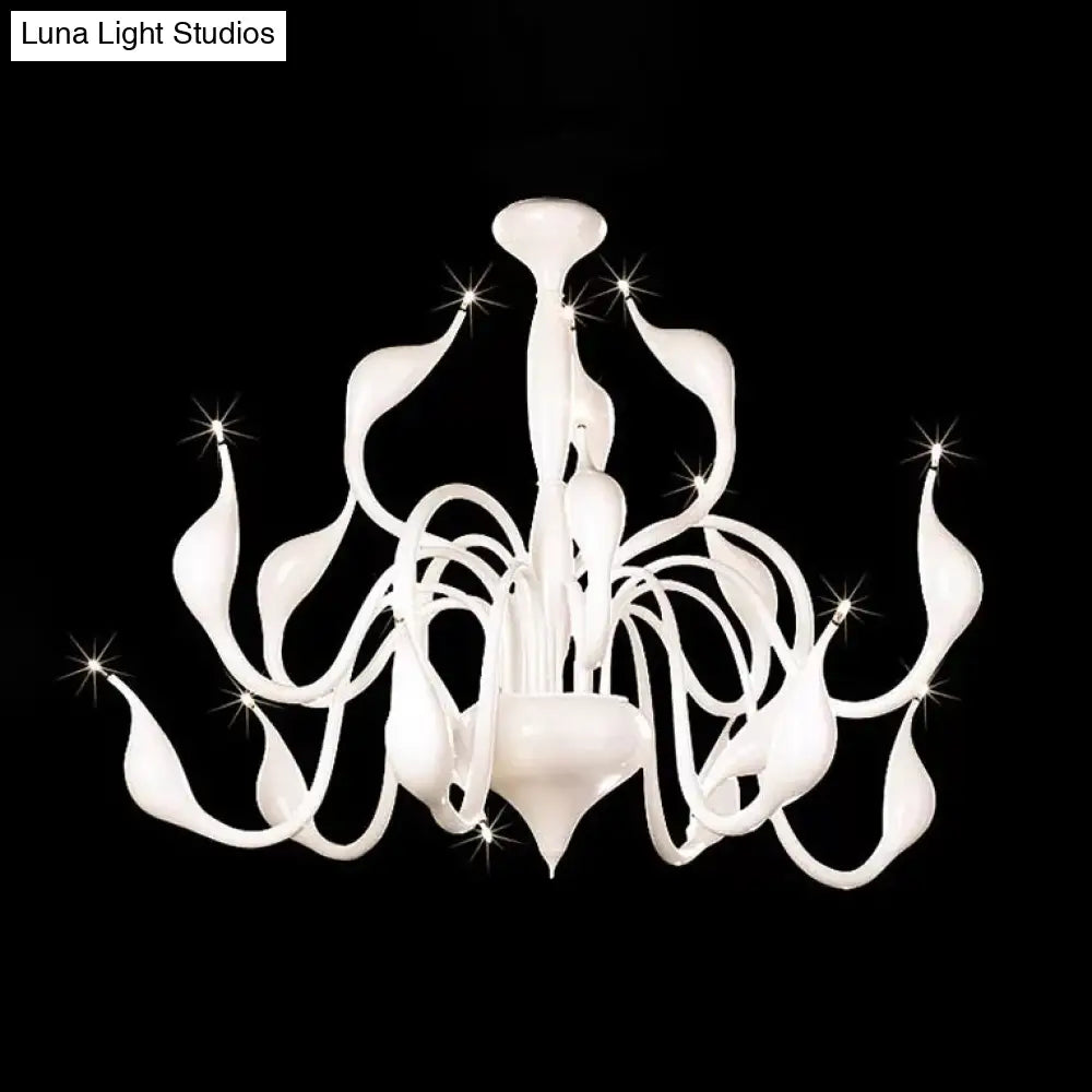 Swan Acrylic Shade White Ceiling Chandelier -12/18 Light Living Room Pendant