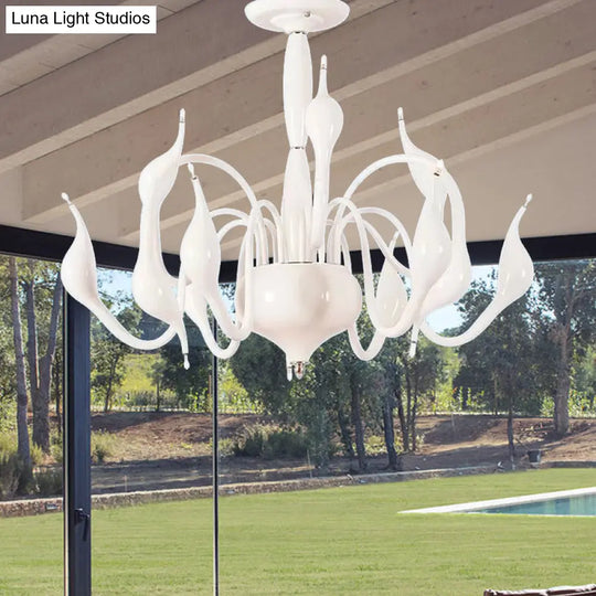 Swan Acrylic Shade White Ceiling Chandelier -12/18 Light Living Room Pendant