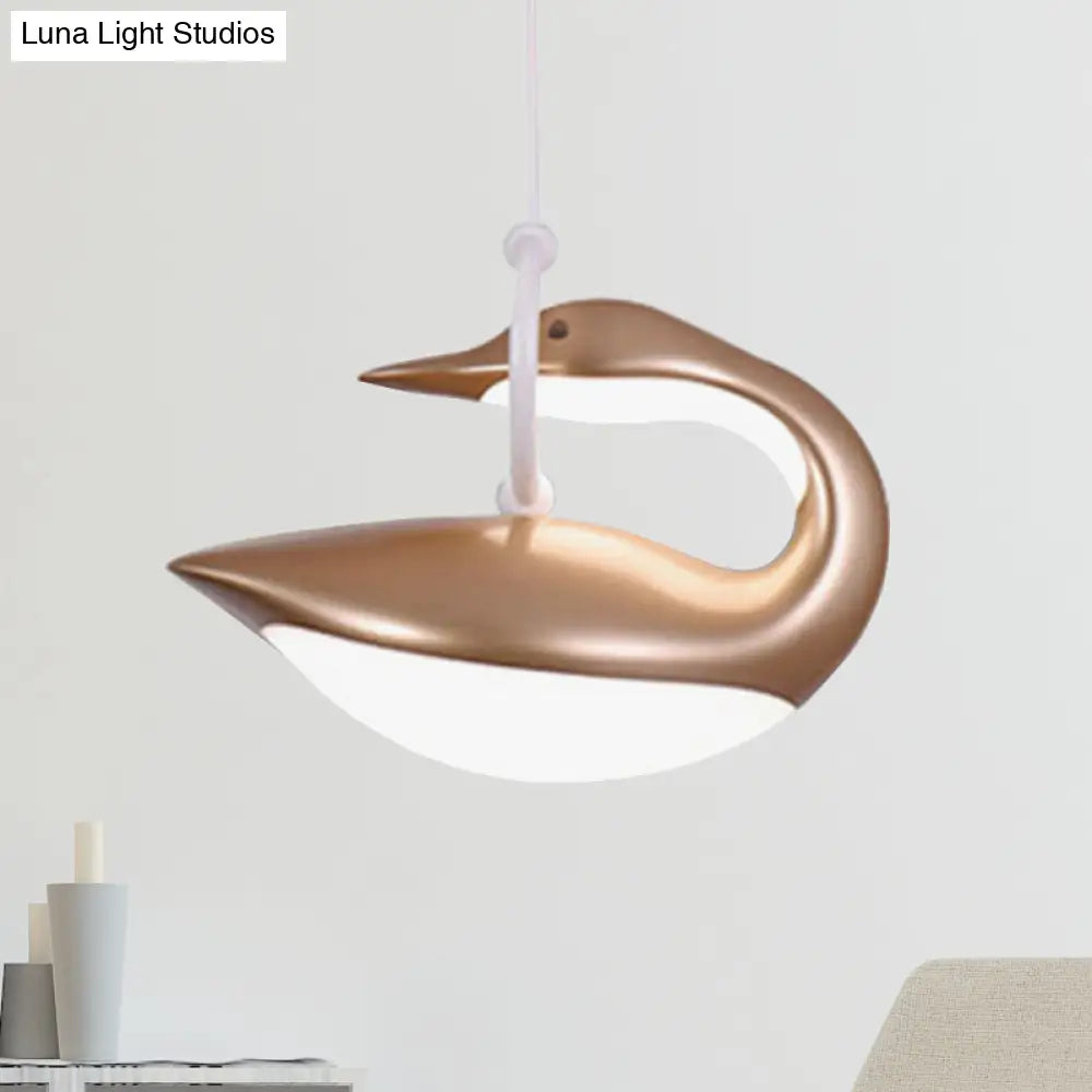 Swan Hanging Led Ceiling Light With Post Modern Acrylic Shade And 3 Settings