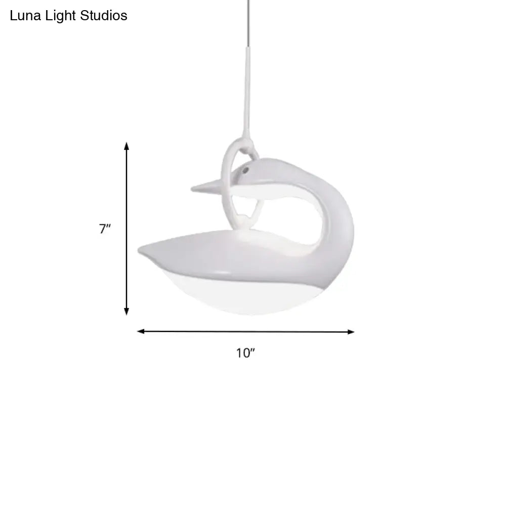 Swan Hanging Led Ceiling Light With Post Modern Acrylic Shade And 3 Settings