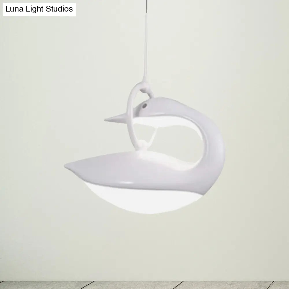 Swan Hanging Light Fixture- Brown/Gold/White Acrylic Shade Led Ceiling - Post Modern Design Third