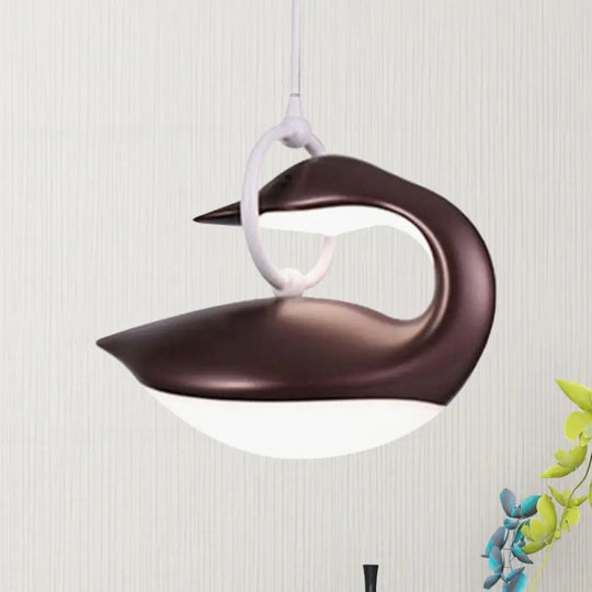 Swan Hanging Led Ceiling Light With Post Modern Acrylic Shade And 3 Settings Brown