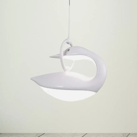 Swan Hanging Led Ceiling Light With Post Modern Acrylic Shade And 3 Settings White