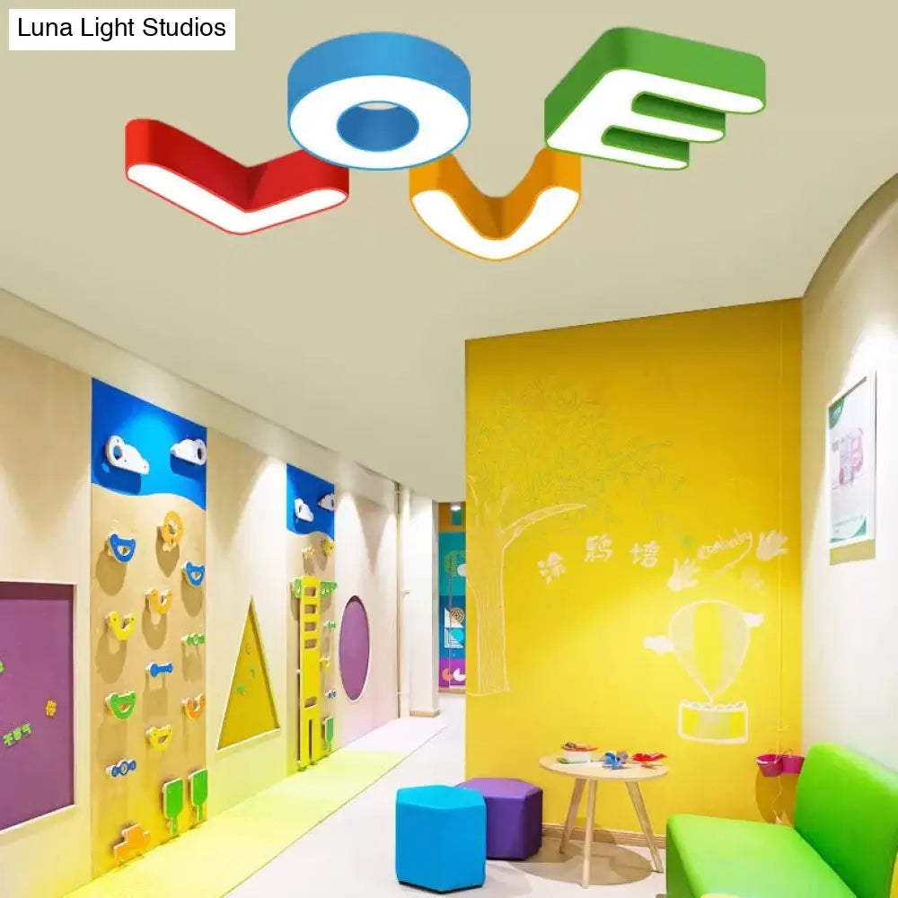Sweet Letter Led Ceiling Light: Candy-Colored Acrylic Flush Fixture For Girls