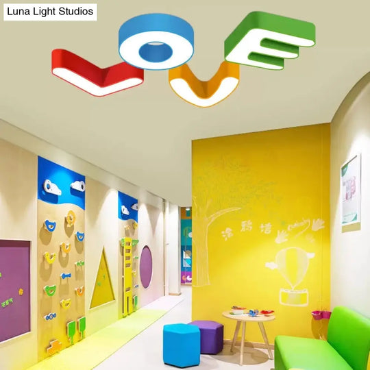Sweet Letter Led Ceiling Light: Candy-Colored Acrylic Flush Fixture For Girls