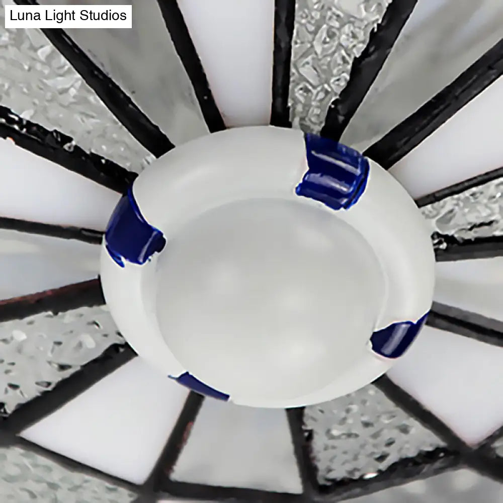 Swim Ring Tiffany Style Art Glass Dome Ceiling Mount Light In White
