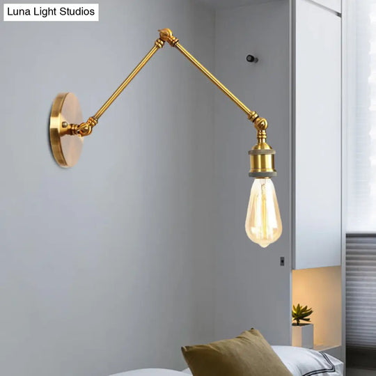 Swing Arm Industrial Sconce Light - Bathroom Metal Wall Lighting Fixture