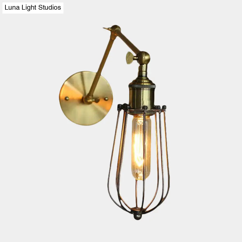 Swing Arm Industrial Sconce Light - Bathroom Metal Wall Lighting Fixture