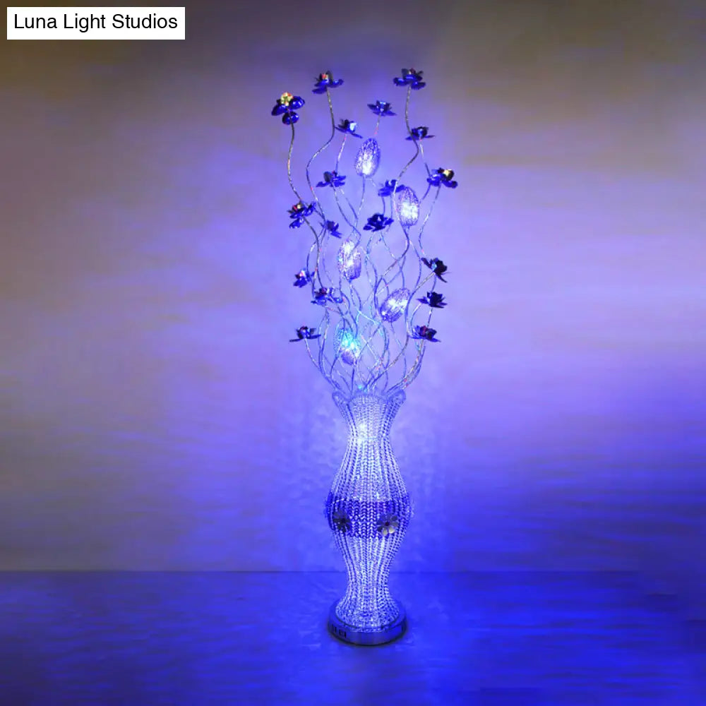 Swing Line Led Reading Floor Light - Aluminum Vase Shape Bloom Standing Lamp For Living Room Art