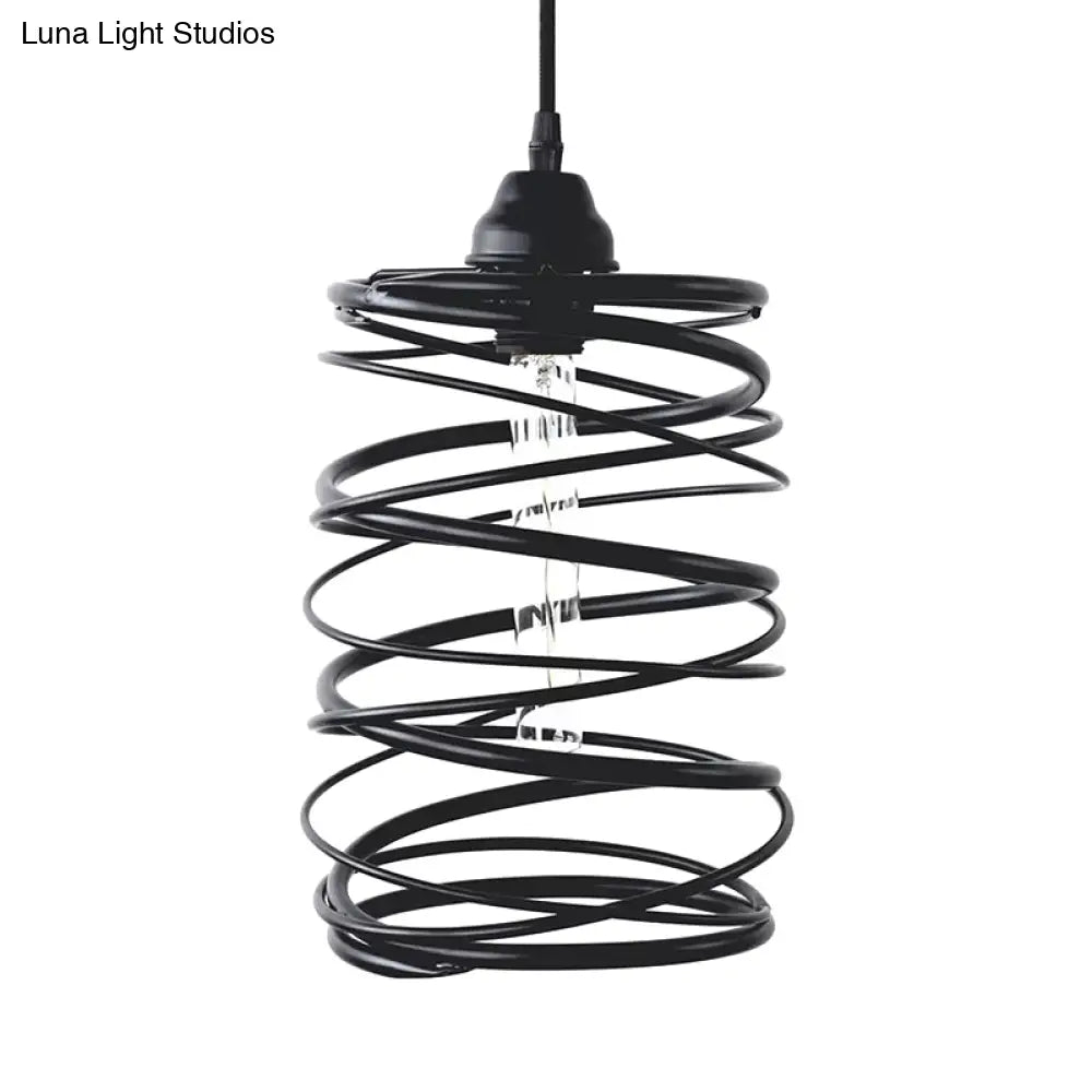 Swirl Shade Pendant Lighting - Industrial Style Metal Ceiling Light Fixture With Ribbon Design In