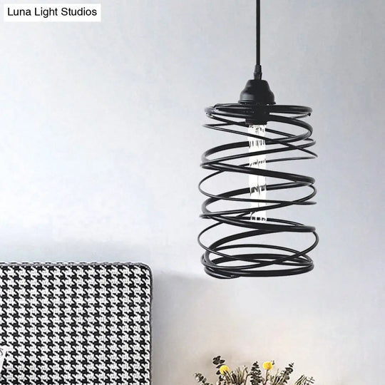 Swirl Shade Pendant Lighting - Industrial Style Metal Ceiling Light Fixture With Ribbon Design In